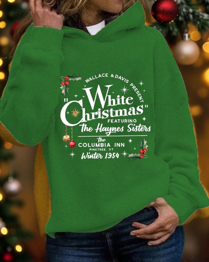 Women's Christmas Print Pocket Long Sleeve Hoodie