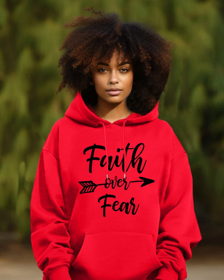 Faith Over Fair Print Long Sleeve Hoodie