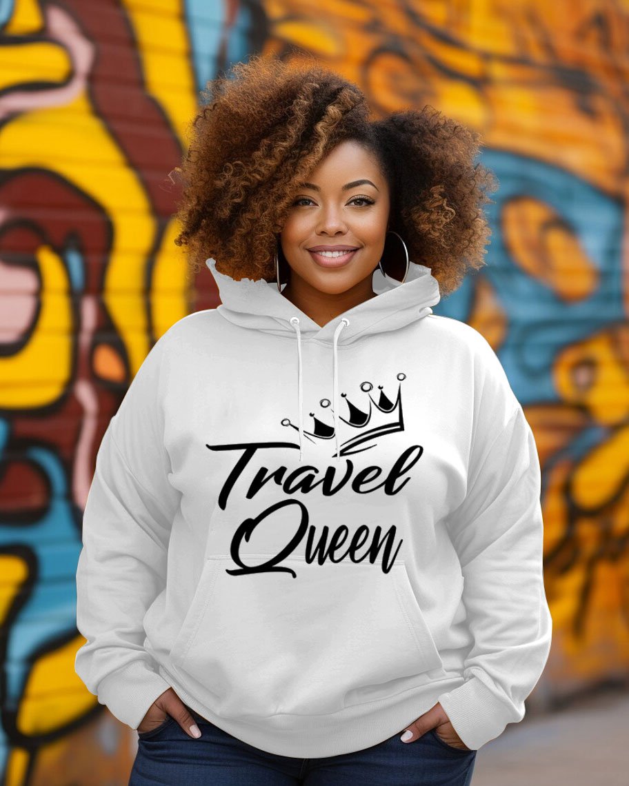 Travel Queen Glittered Long-sleeved Hoodie