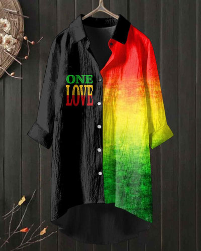 Reggae Colors One Love Irregular Long Sleeves Blouses