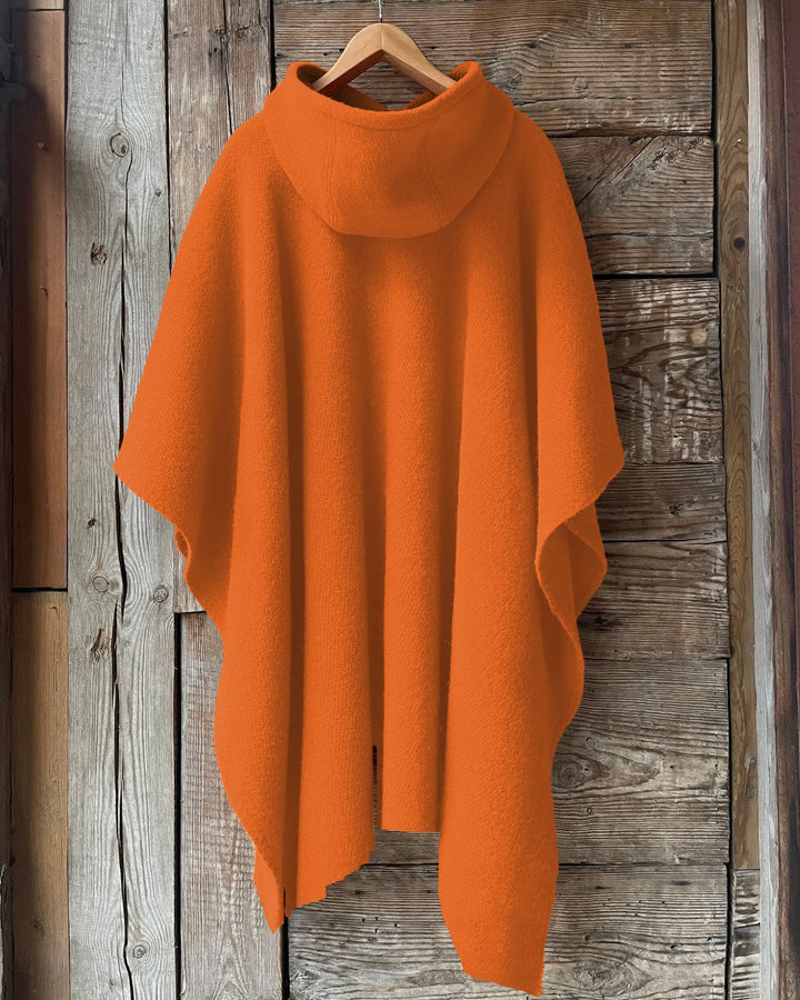 Casual Solid Color Hooded Warm Shawl Cape