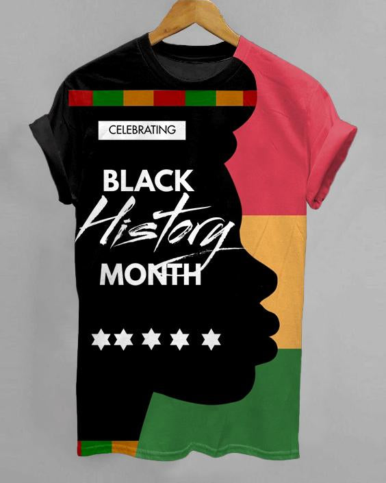 Celebrating Black History Art Crew Neck Short Sleeve Tshirt