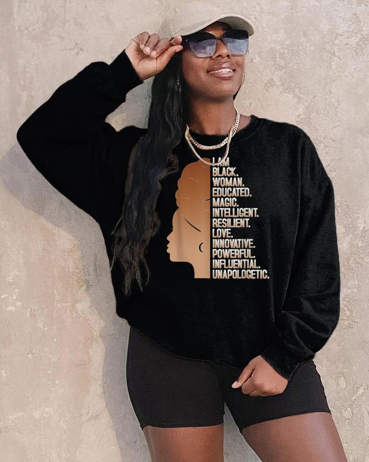 I Am Black Women Long Sleeve Crewneck Sweatshirt