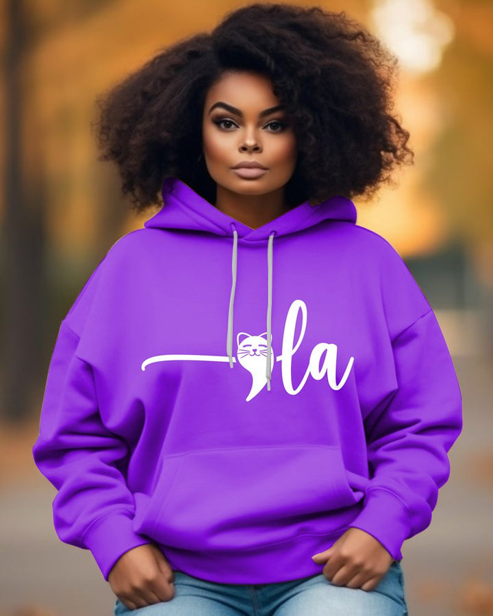 Women's La Cat Print Unisex Long-sleeved Hoodie