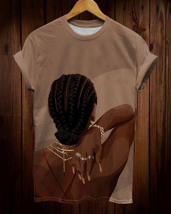 Golden Jewelry Braids Women Short Sleeve Tshirt