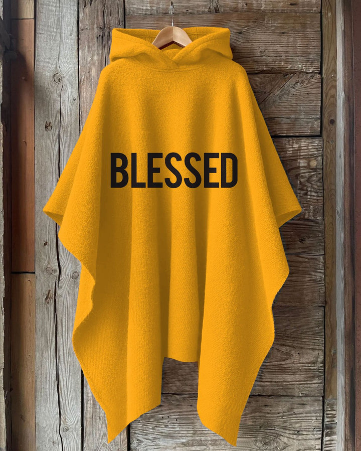 BLESSED Hooded Warm Shawl Cape