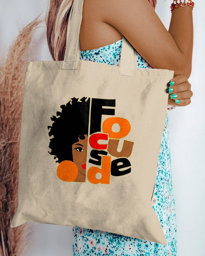 Focused Melanin Zipper Canvas Tote Bag