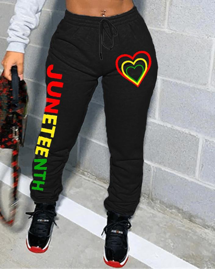 Casual Letter Love Print Track Sweatpants