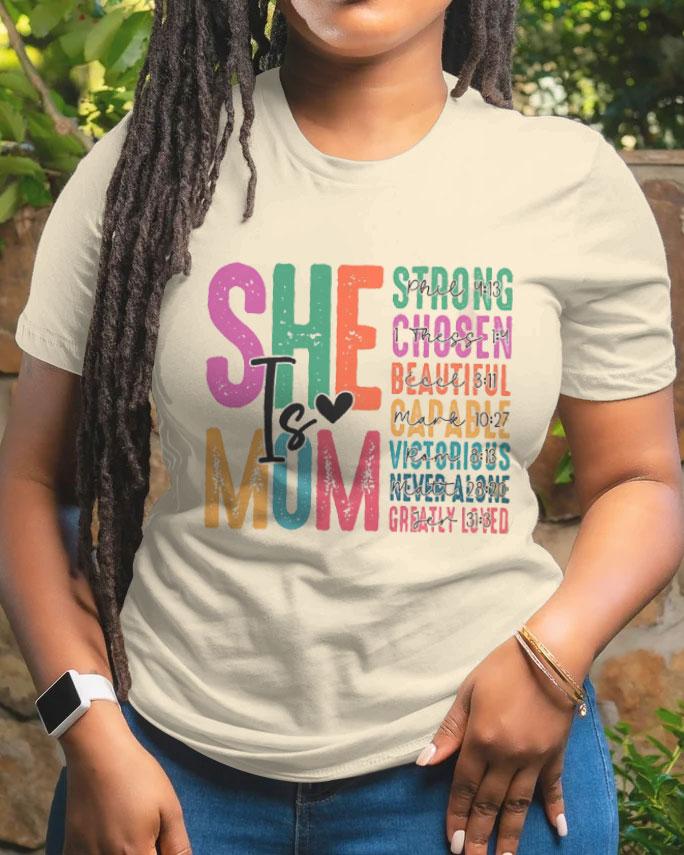 She is Mom Blessed Mom Short Sleeve Tshirt