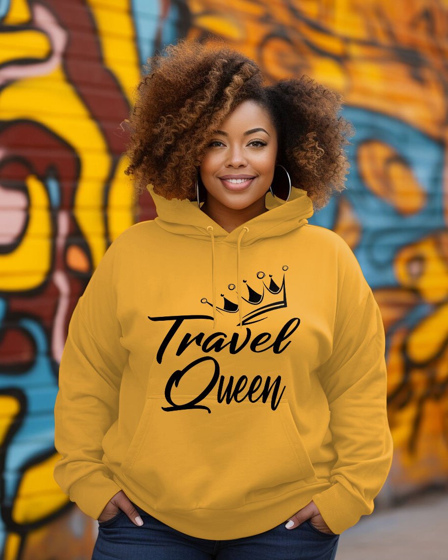 Travel Queen Glittered Long-sleeved Hoodie