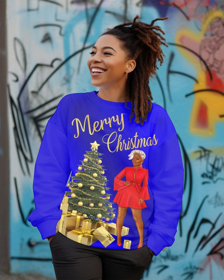 Merry Christmas Afro Queen Crewneck Sweatshirt