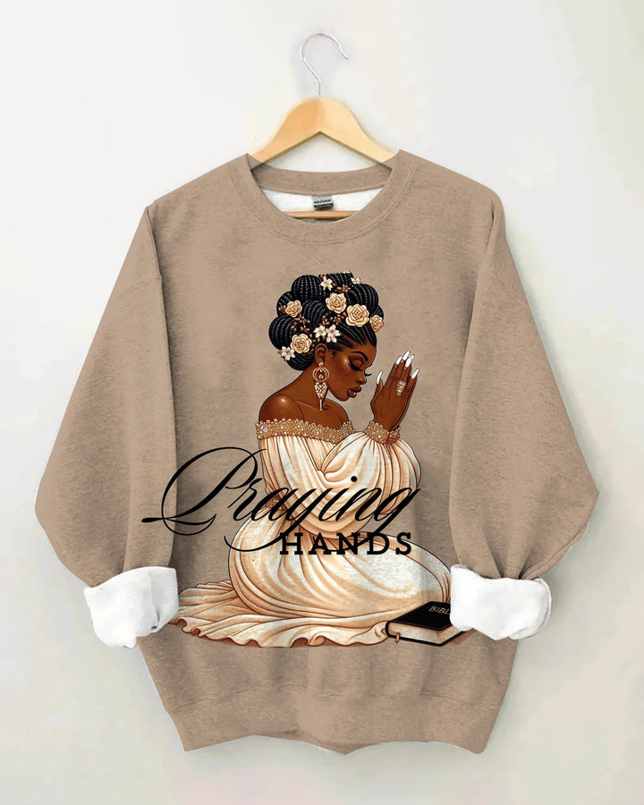 Praying Girl Cotton Long Sleeve Sweatshirt