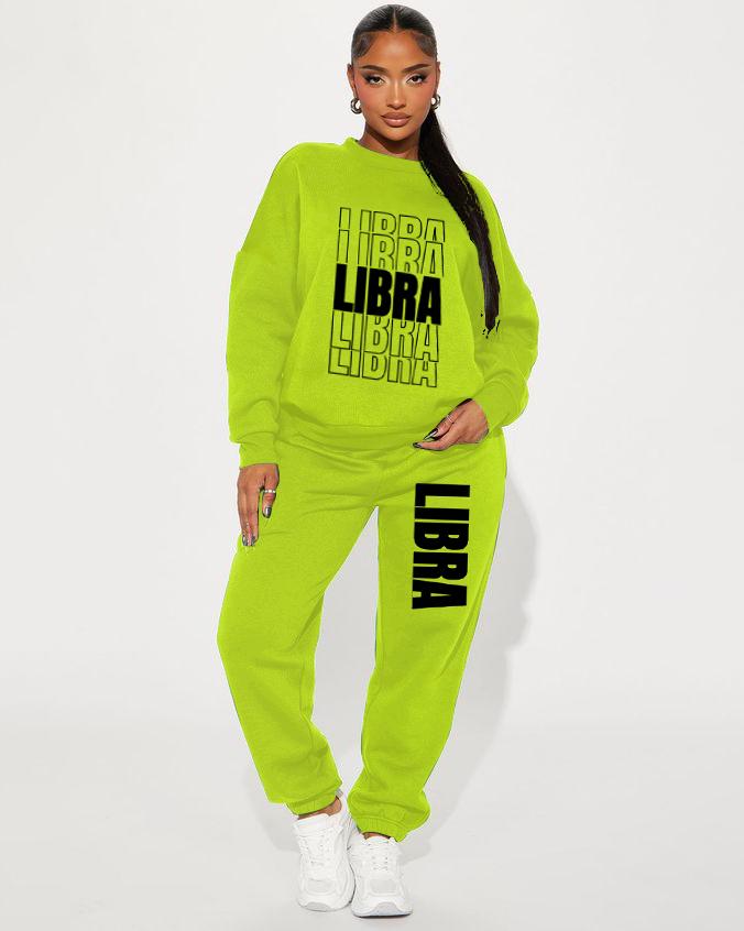 Stacked Libra Zodiac Crew Neck Sweatshirt Two Pieces Set