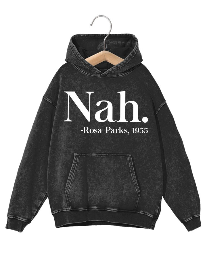 Retro Fashion Distressed Washed Nah Rosa Parks1955 Print Long-sleeved Unisex Hoodie