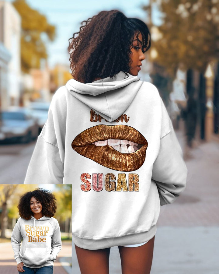 Brown Suger Baby Lips Women Long Sleeve Hoodie