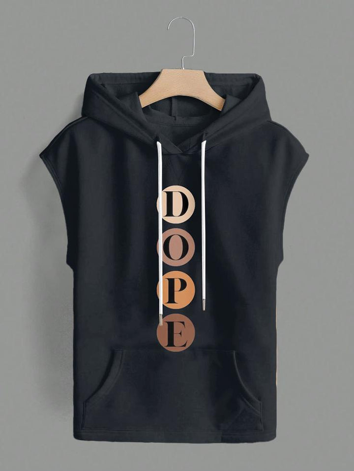 DOPE Letter Printing Pocket Drawstring Hooded Tee