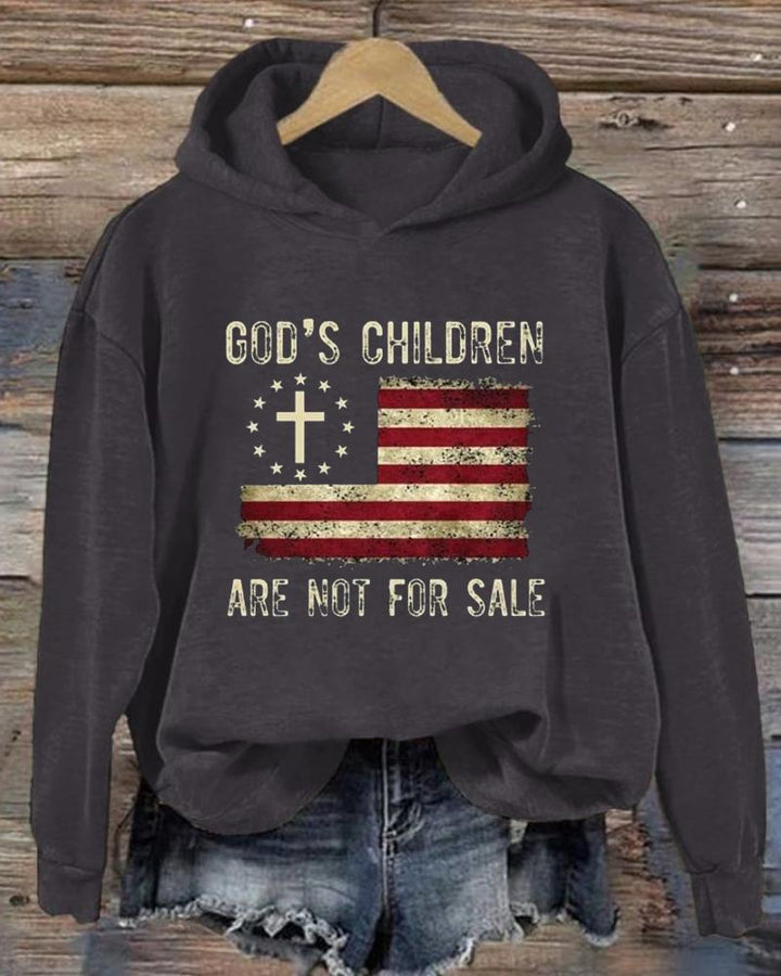 Women's Faith God'S Children Are Not For Sale  Long Sleeve Hoodie