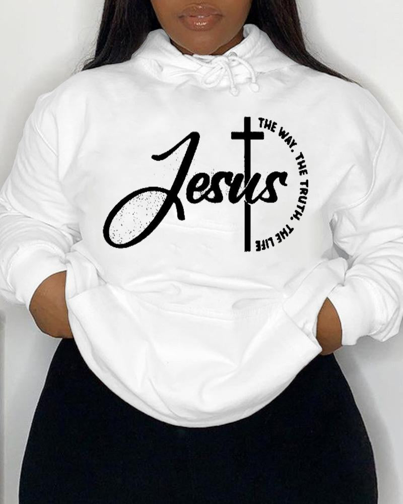 Women's Faith Jesus The Way The Truth The Life Pocket Long Sleeve Hoodie