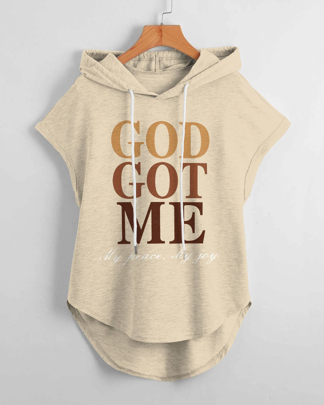 God Got Me Hem Drawstring Hooded Tee