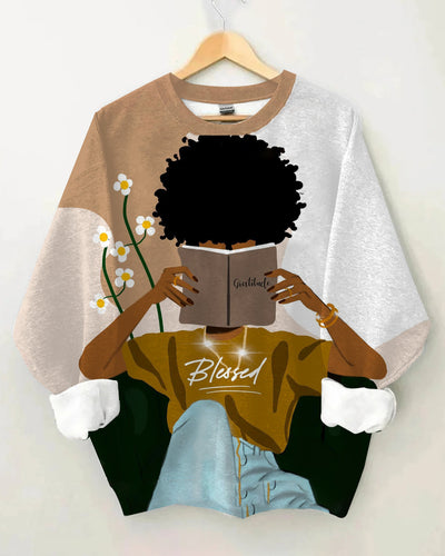 Blessed Afro Girl Long Sleeve Sweatshirt