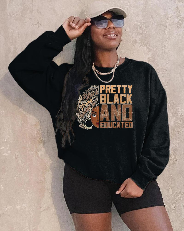 Pretty Black Long Sleeve Crewneck Sweatshirt