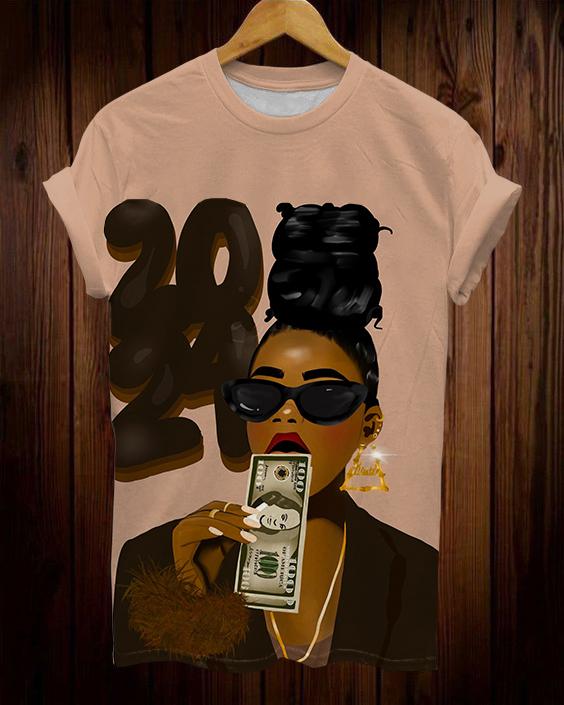 Welcoming More Money Print Short Sleeve Tshirt