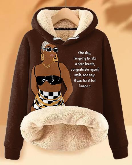 Plush and Warm Congratulations To Myself Long-sleeved Hoodie