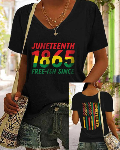 Juneteenth 1865 front and back print short-sleeved T-shirt