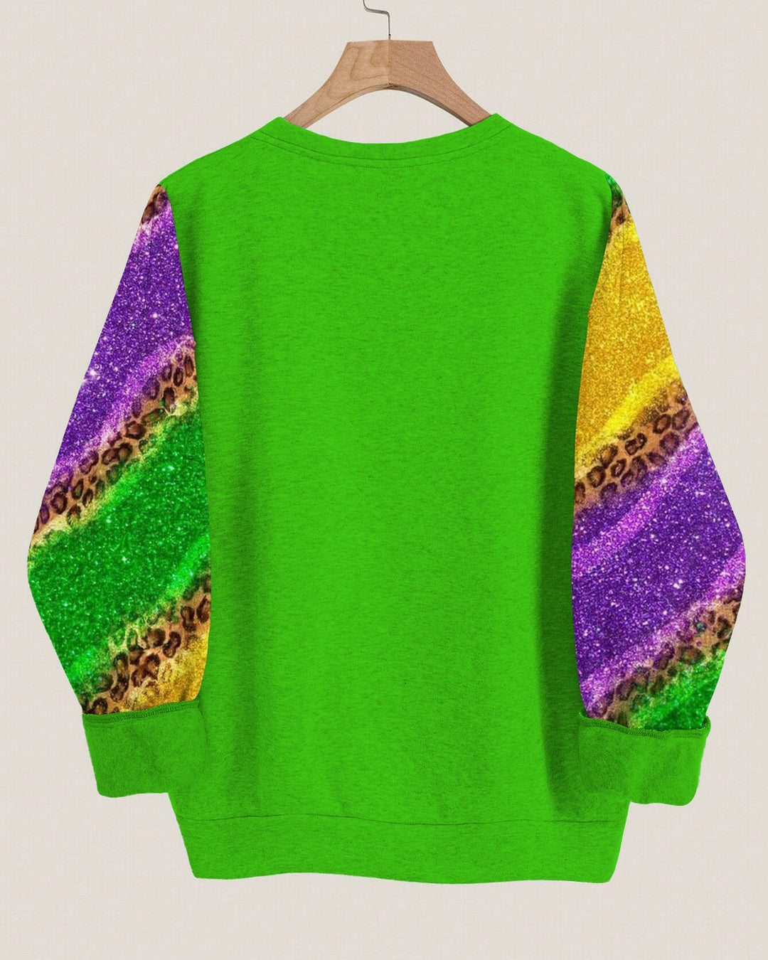 Mardi Gras Afro Messy Bun Crewneck Sweatshirt