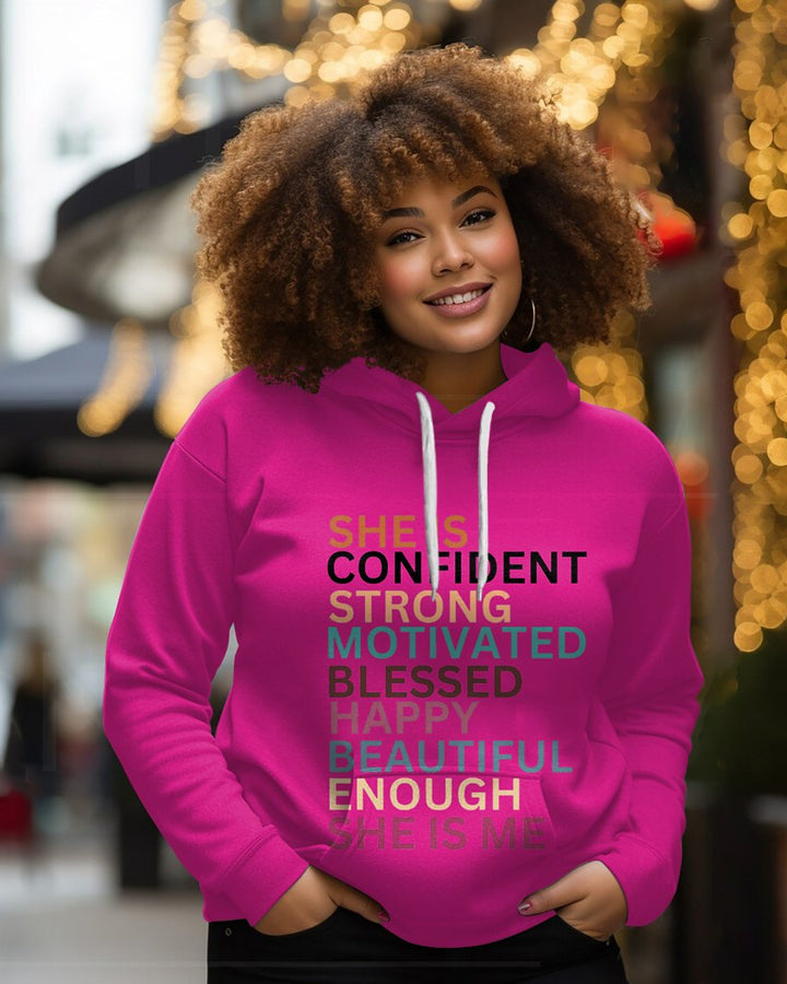 She Is Me Empowerment Graphic Long-sleeved Hoodie