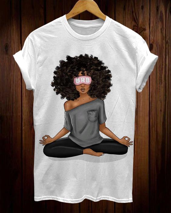 Yoga Afro Girl Unisex Short Sleeve Tshirt