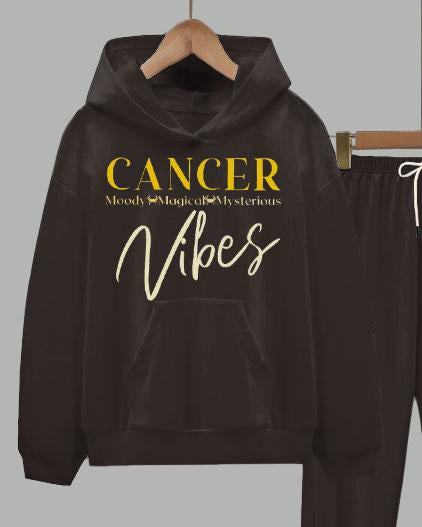 Cancer Vibes Long Sleeve Hoodie Two Pieces Set