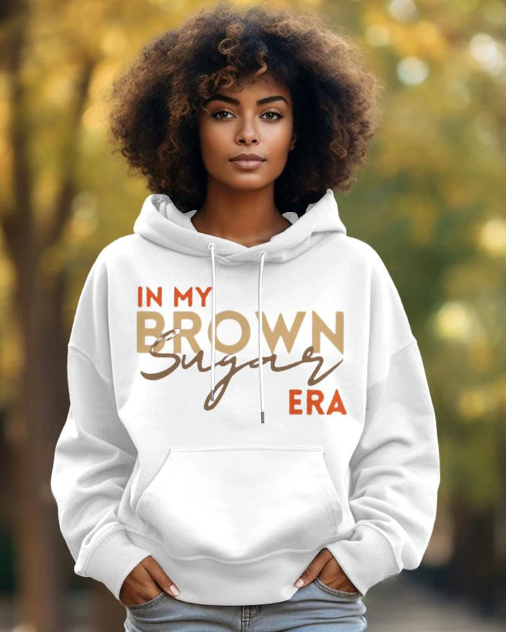 Cotton-In My Brown Era Letter Print Fashion Daily Long Sleeve Hoodie