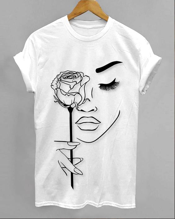 Beauty with Rose Unisex Short Sleeve Tshirt