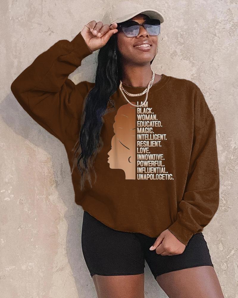 I Am Black Women Long Sleeve Crewneck Sweatshirt