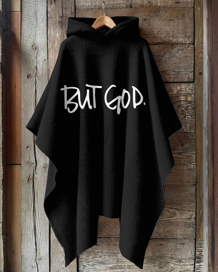 Christian But God Hooded Warm Shawl Cape