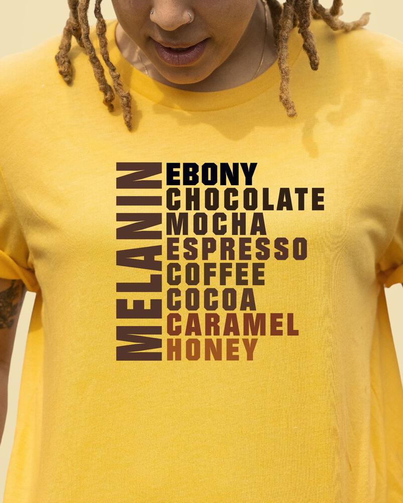 Melanin Ebony Chocolate Mocha Espresso Coffee Cocoa Caramel and Honey Short Sleeve Tshirt