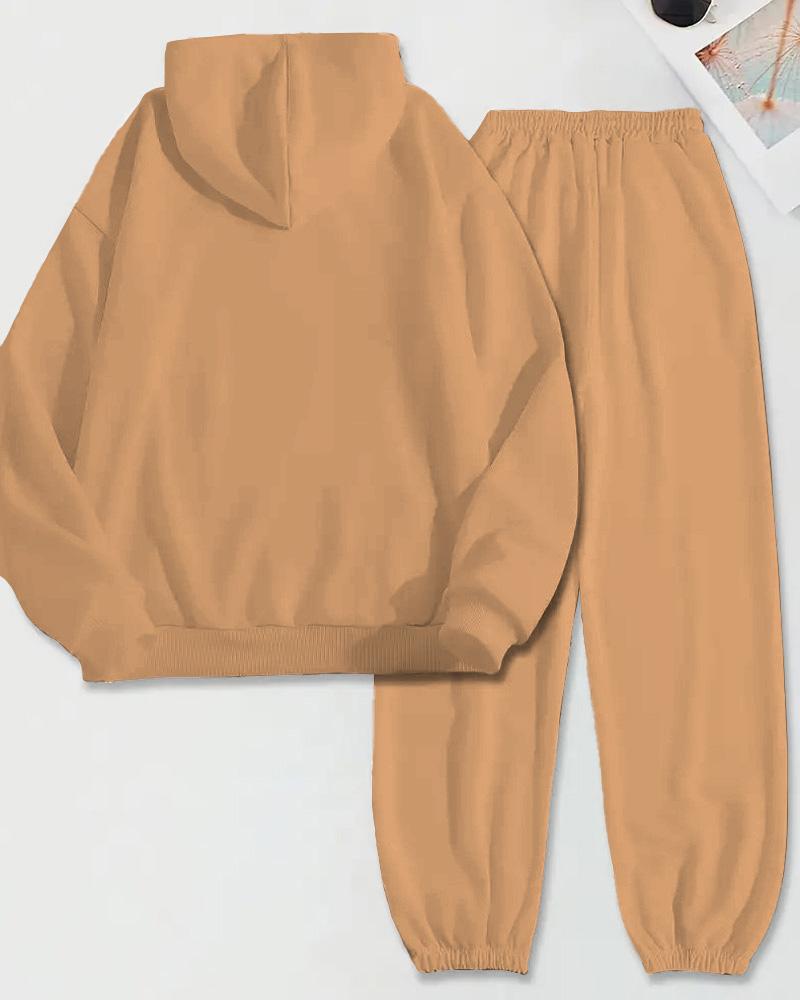 Melanin Girl Long-Sleeved Hoodie and Letter Casual Pants Set