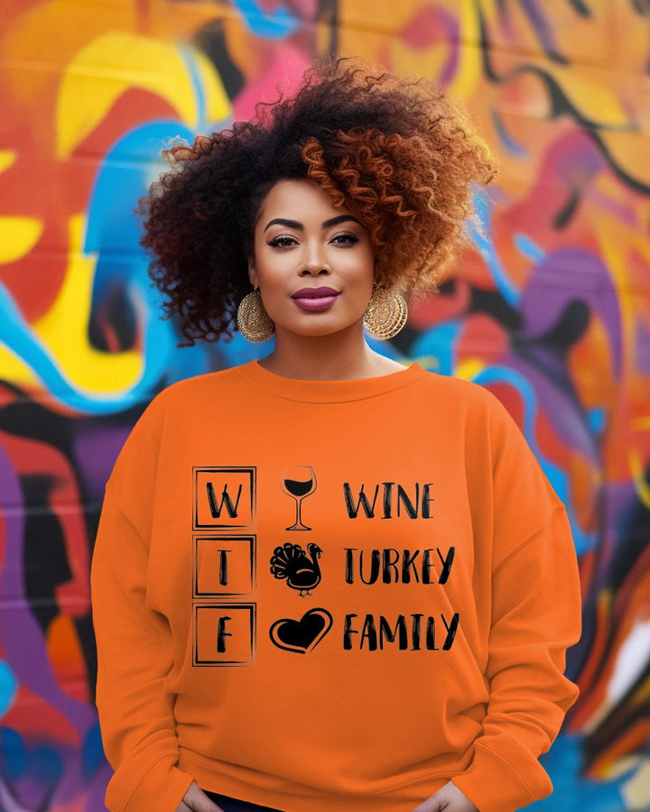 WTF Wine Turkey Family Crewneck Sweatshirt