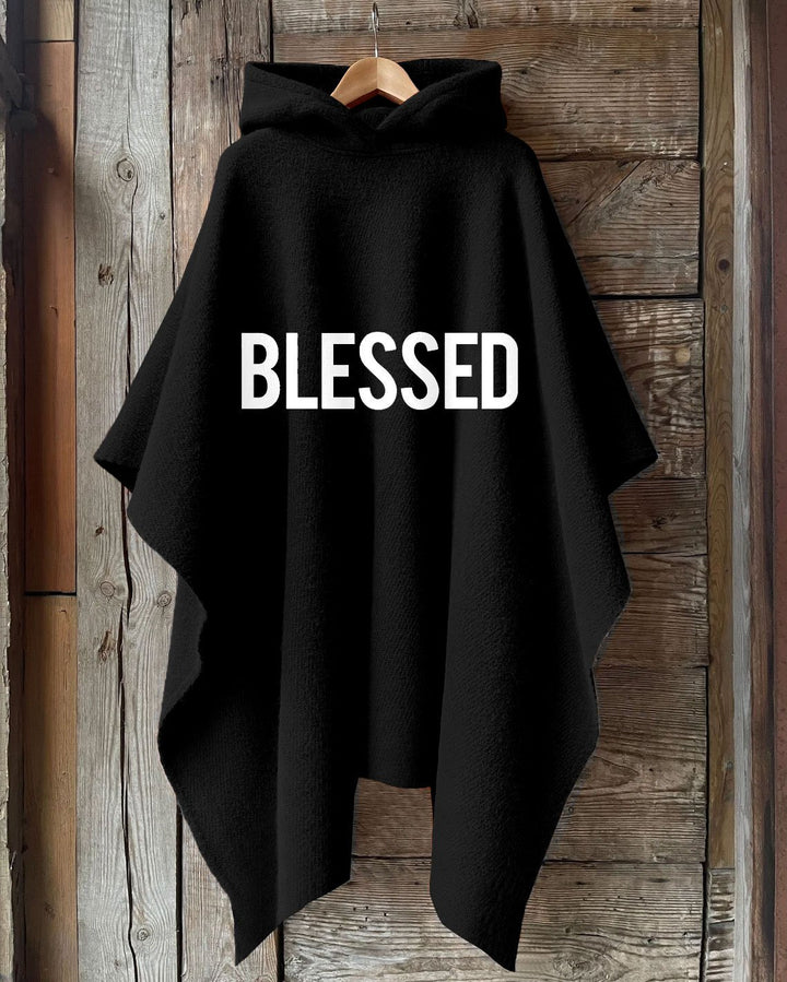 BLESSED Hooded Warm Shawl Cape