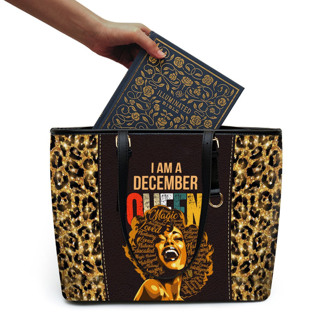 I Am A Queen - Personalized Leather Totebag