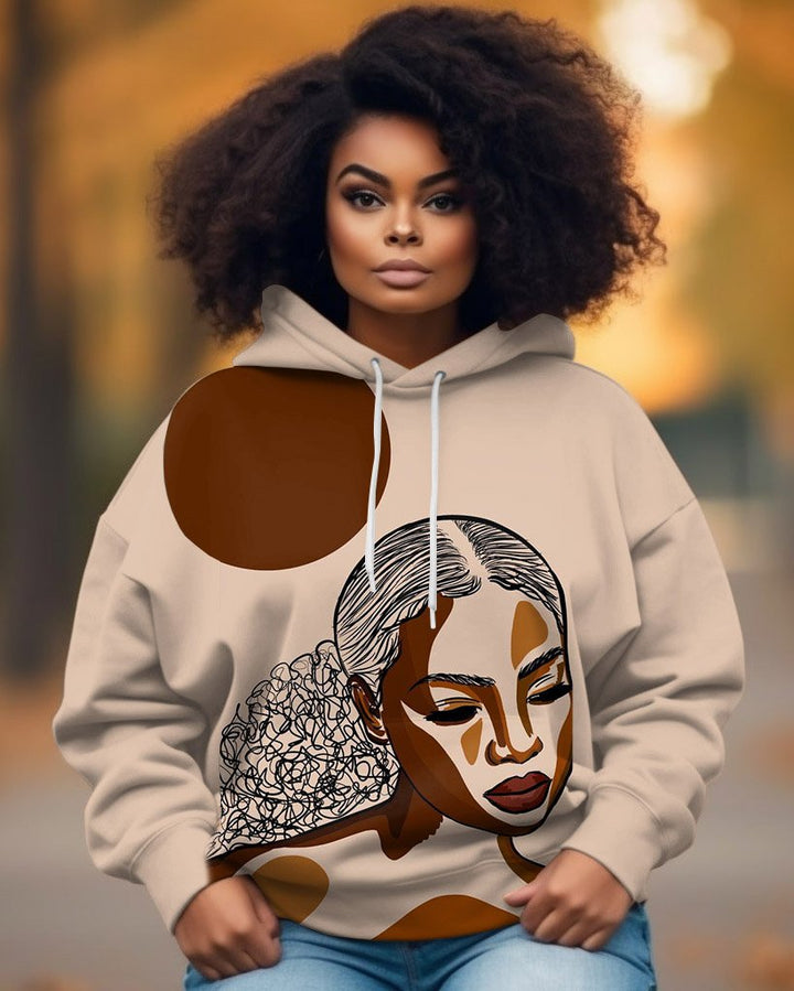 Elegant Girl Illustration Long-sleeved Hoodie