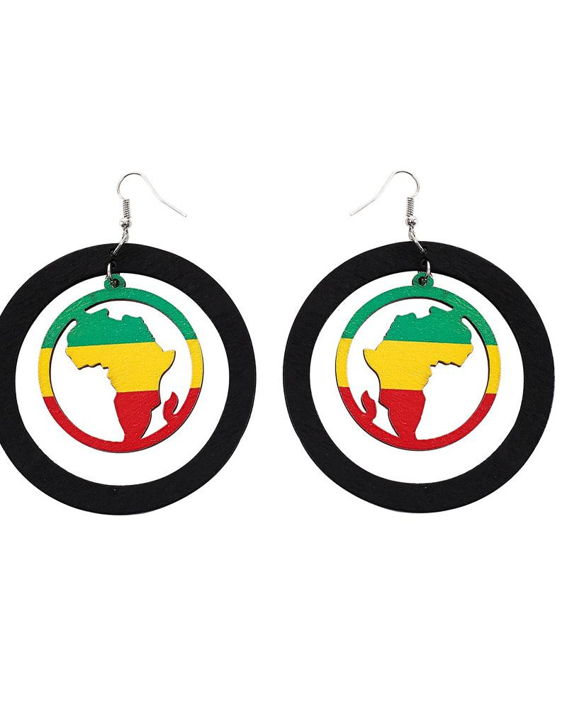 Round Africa Map Earrings