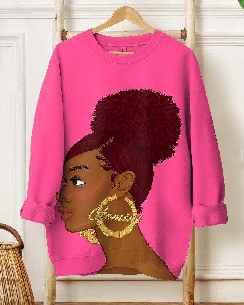 Gemini Earring Girl Unisex Long Sleeve Sweatshirt