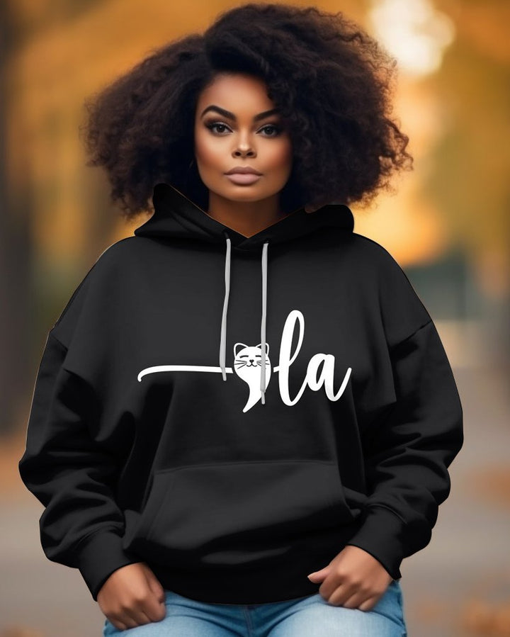 Women's La Cat Print Unisex Long-sleeved Hoodie