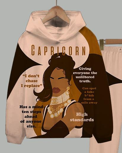 Capricorn Girly Season Long Sleeve Hoodie Two Pieces Set