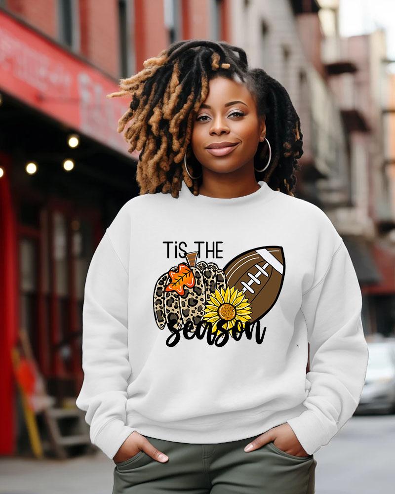 Rugby Tis The Season Print Crewneck Long Sleeve Sweatshirt