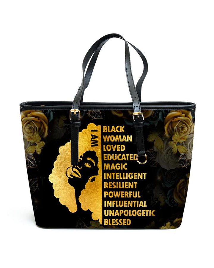 I Am Black - Personalized Leather Totebag