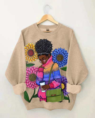 Colorful Sunflower Sweater Girl Long Sleeve Sweatshirt