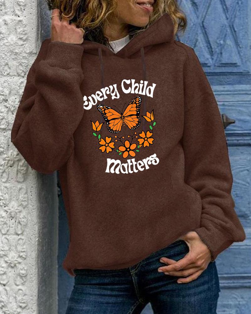 Women's Slogan  Every Child Matters With Pocket Long Sleeve Hoodie